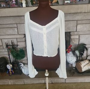 Women's White Long Sleeve Top
